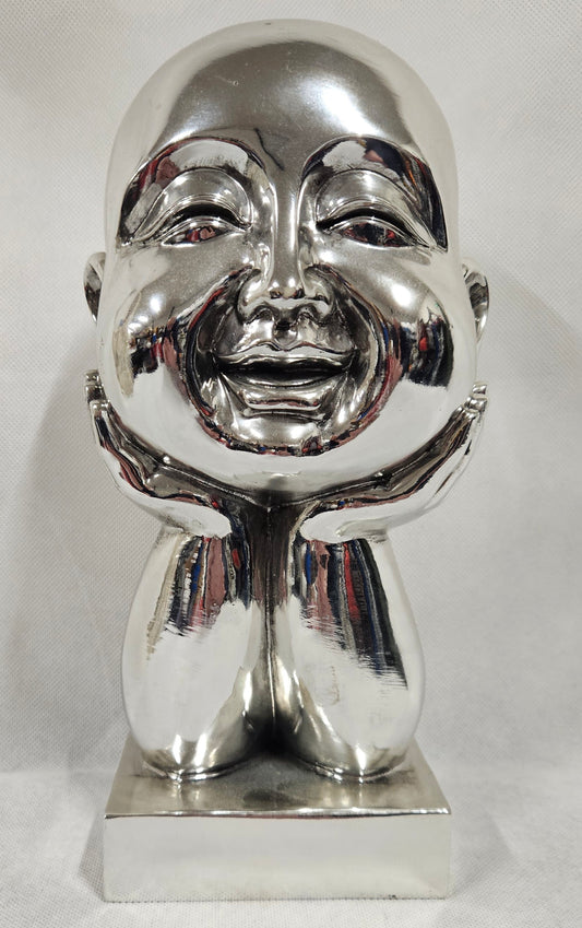 Mirror Finish Resin Buddah Figure Approx 12 Inches Tall